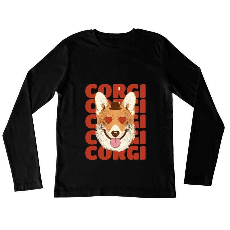 Corgi mit Herzaugen und Hut Damen Langarm T-Shirt