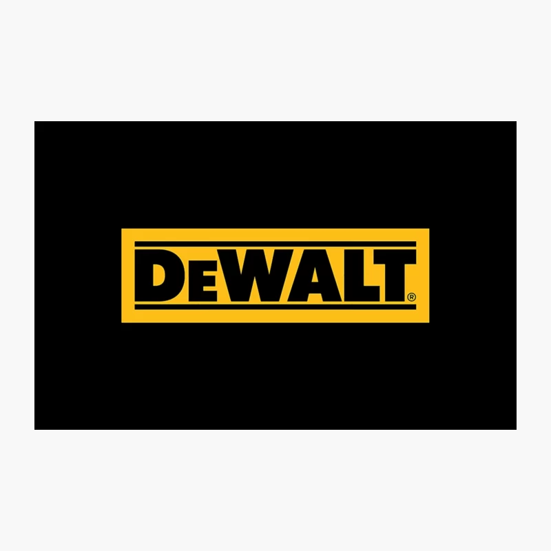 DeWalt Power Tools Logo: Yellow and Black Construction Brand Travel Mug