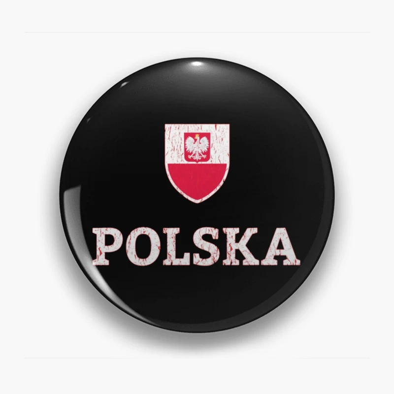 Polish National Shield with Eagle Emblem and Text Pin