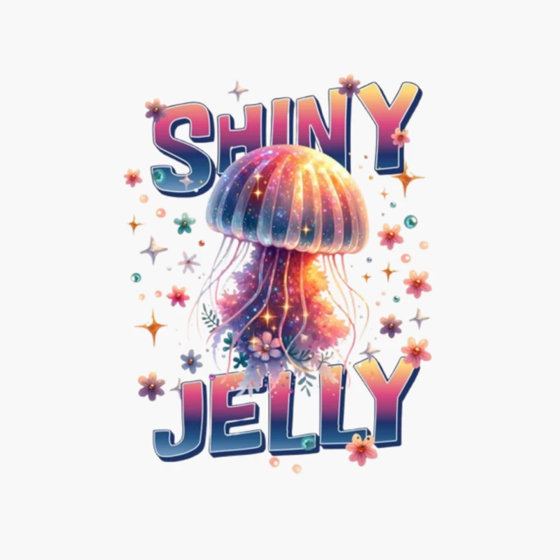 Shiny Jelly: Whimsical Watercolor Jellyfish Typography Art Cotton Tote Bag