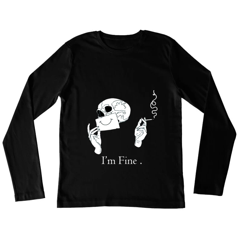 Skull with a Smile and Cigarette Female Long Sleeve T-Shirt