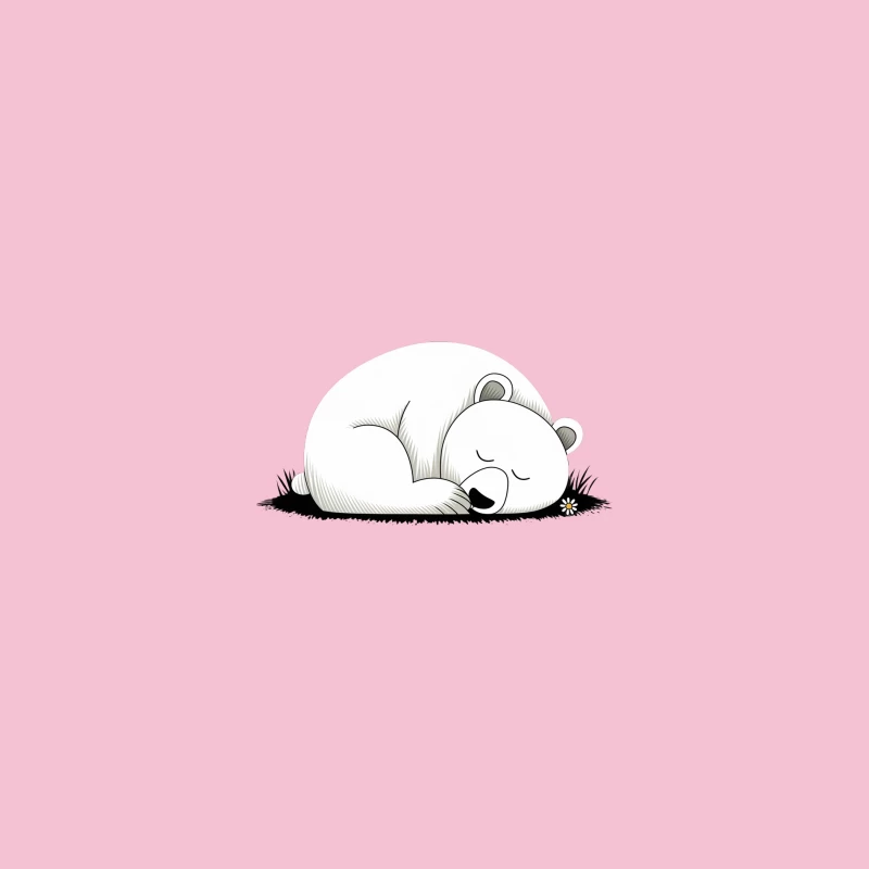 Sleeping Polar Bear: Cute Cartoon Illustration of Nature's Peaceful Moment Bucket Hat
