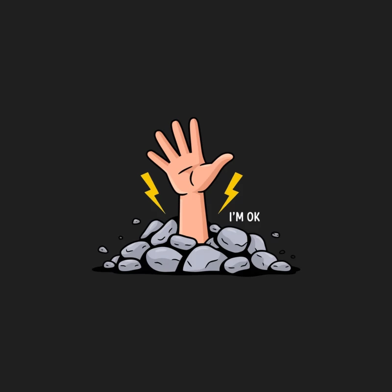 Trapped Hand Reaching for Help Through Rocks in Cartoon Style Male Tank Top
