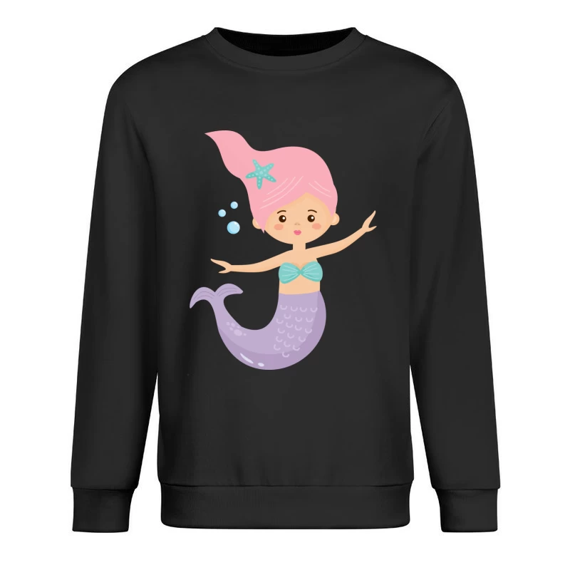 Jolie sirène dessinée avec des cheveux roses Homme Sweat-shirt à enfiler