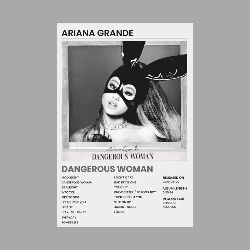 Ariana Grande's "Dangerous Woman" Album Cover and Track List Male Pullover Hoodie