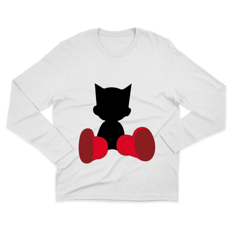 Schwarze Silhouette mit roten Stiefeln Herren Langarm T-Shirt