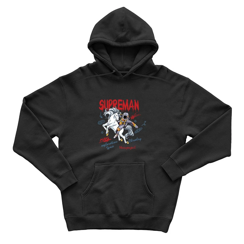 Ritterlicher Astronaut auf weißen Pferd im Weltraum Herren Pullover Hoodie