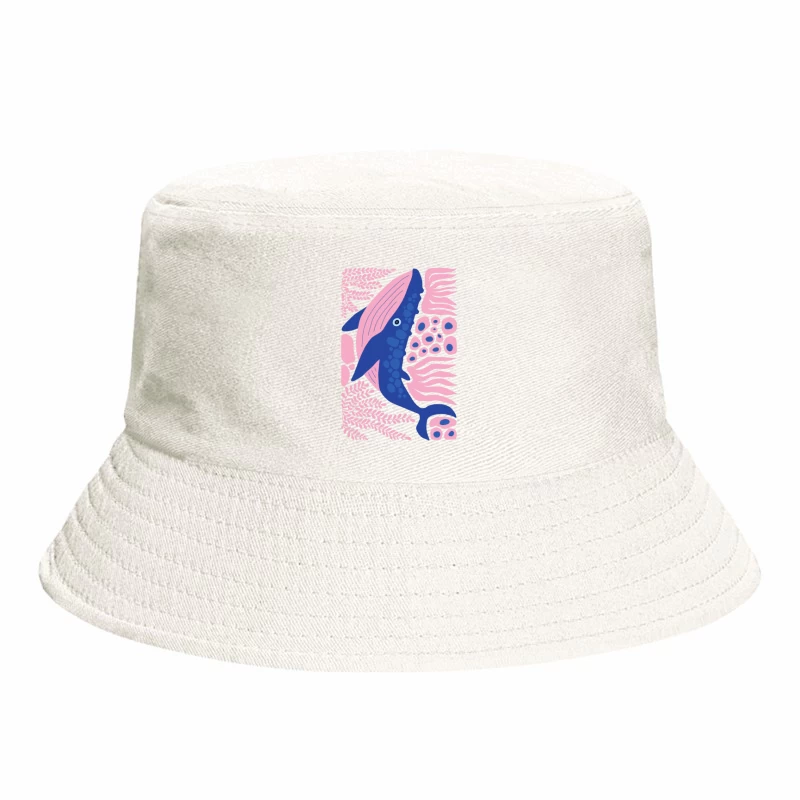 Whimsical Whale in a Coral Dream Bucket Hat