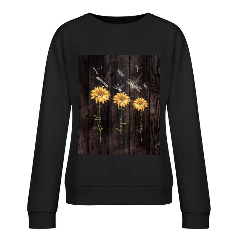 Fleurs et libellules sur fond boisé Femme Sweat-shirt à enfiler