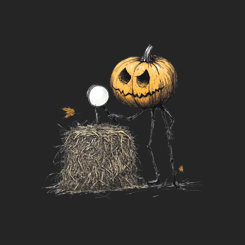 Curious Jack-o'-Lantern Investigates Autumn Hay Bale Female Pullover Sweatshirt