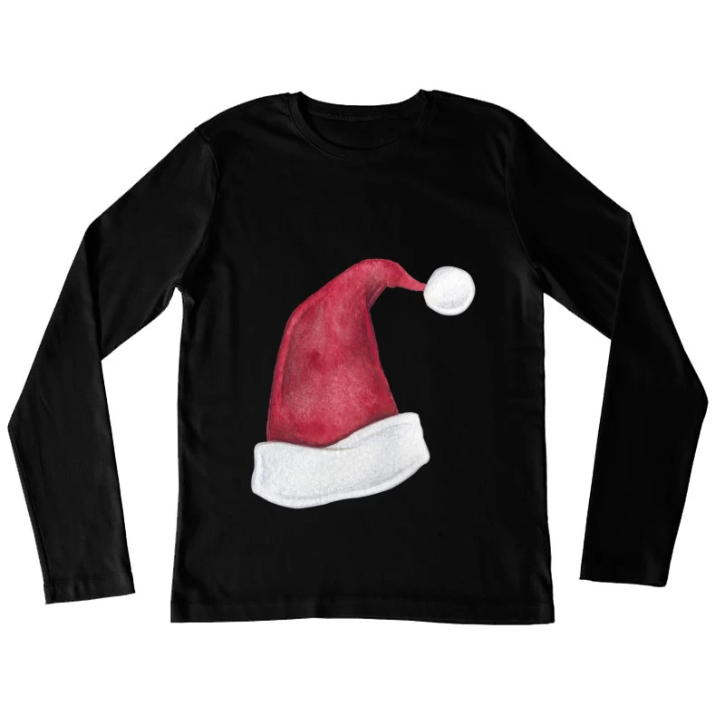 Chapeau de Noël classique rouge Femme Manches Longues T-Shirt