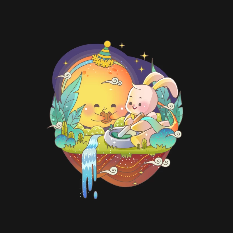 Fröhliches Mondfest mit Hase Herren Langarm T-Shirt