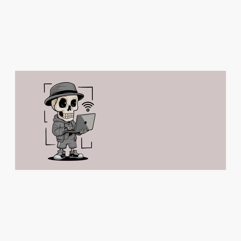 Cartoon Skeleton Character with Laptop and Wifi Connection Coffee Mug