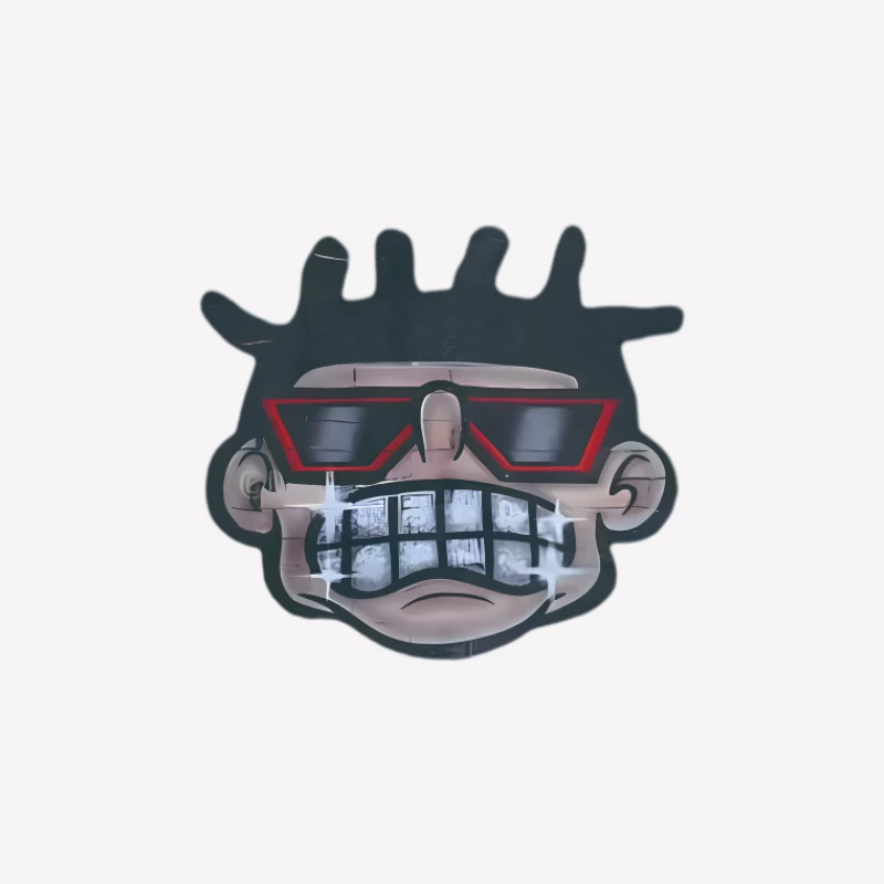 Visage de dessin animé stylisé avec lunettes de soleil Femme T-Shirt