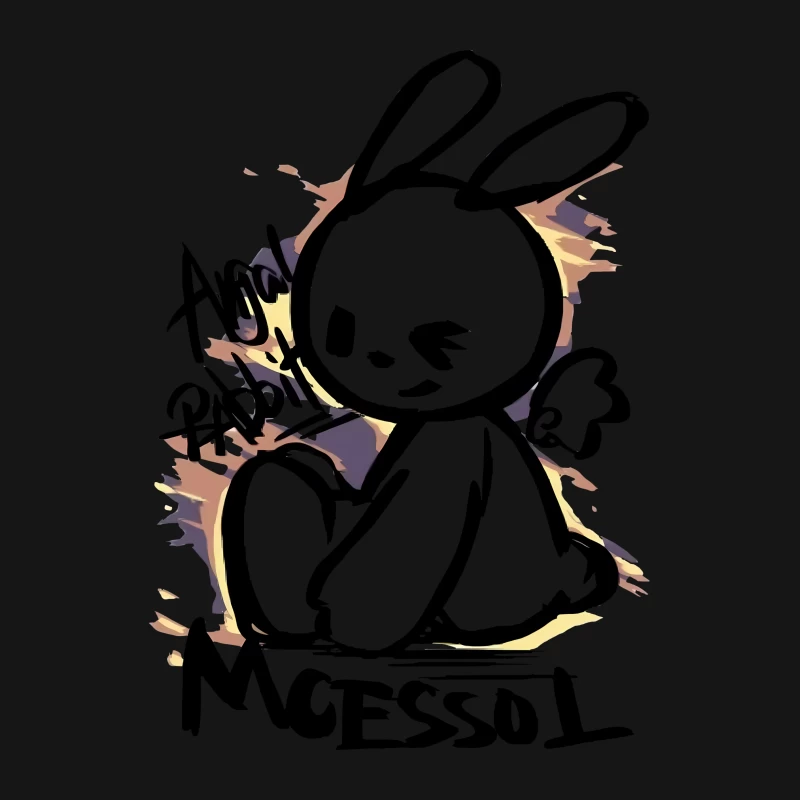 Schwarzes Häschen mit Neonlicht Herren T-Shirt