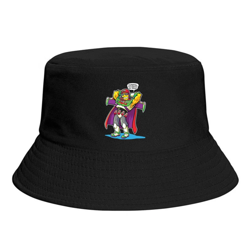 Parody Superhero Character with Drinking Theme Bucket Hat