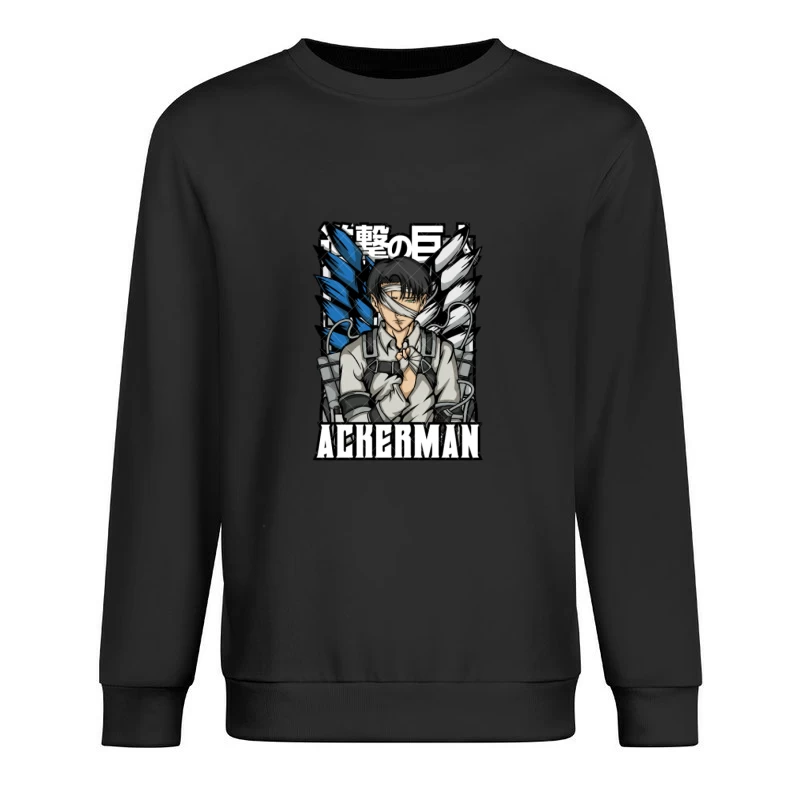 Anime Charakter mit Flügel, Blau und Grau Design Herren Pullover Sweatshirt