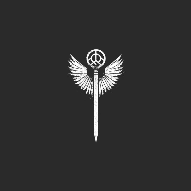 Winged Peace Sword: Angelic Minimalist Sketch Baseball Cap