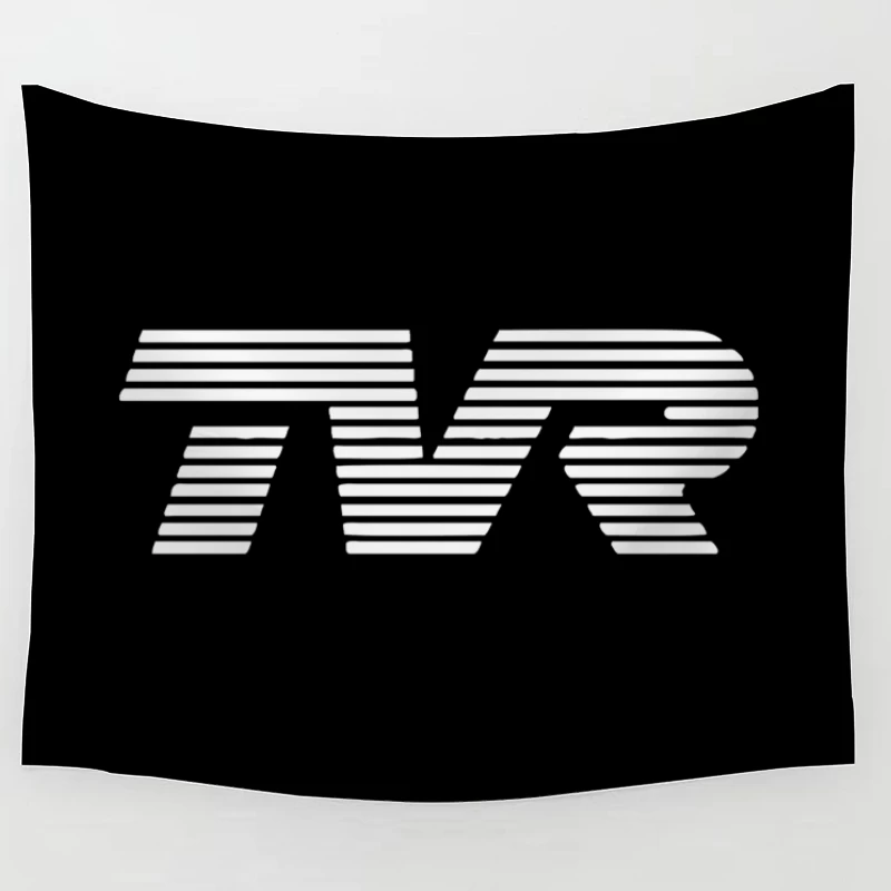 Minimalist TVR Logo Design with Line Pattern Tapestry