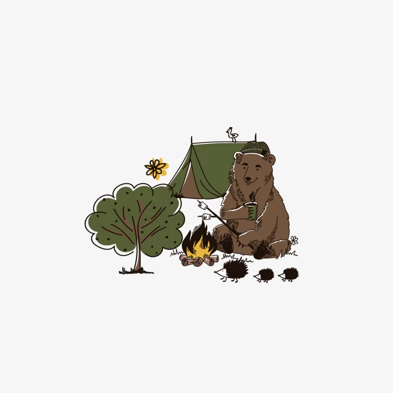 Gemütlicher Bär am Lagerfeuer Herren Langarm T-Shirt
