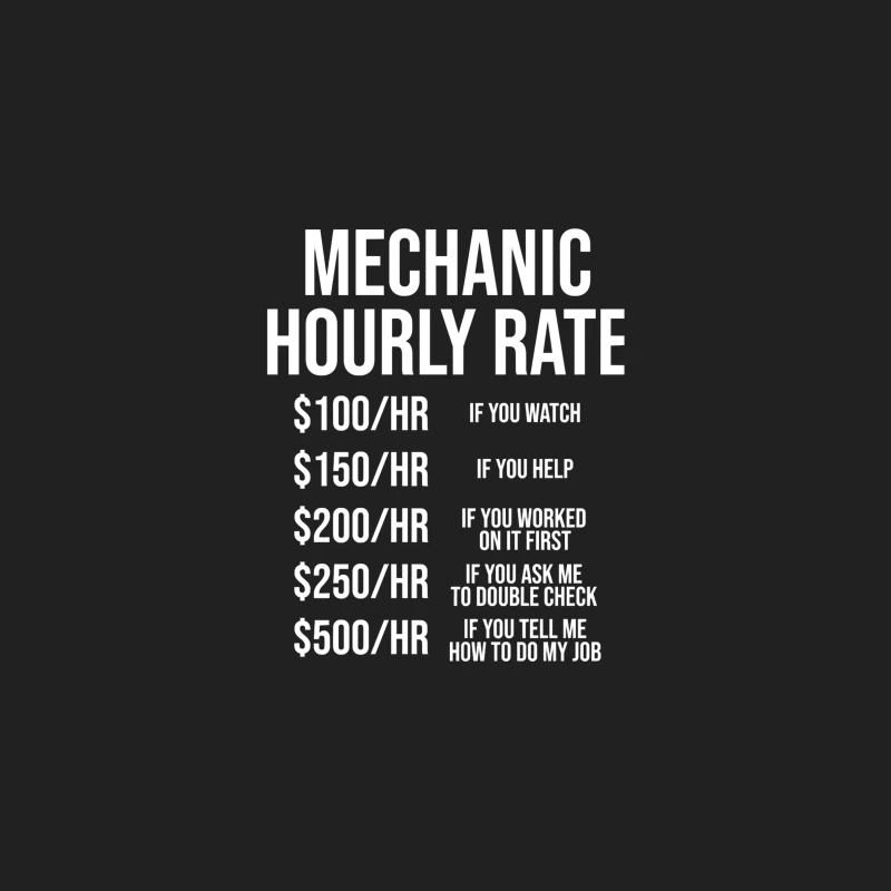 Mechanic's Humorous Progressive Hourly Rate Chart Bucket Hat