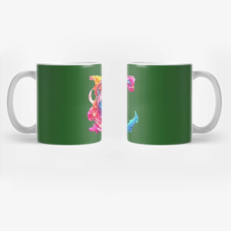 Vibrant Liquid Rainbow Letter E Design Coffee Mug