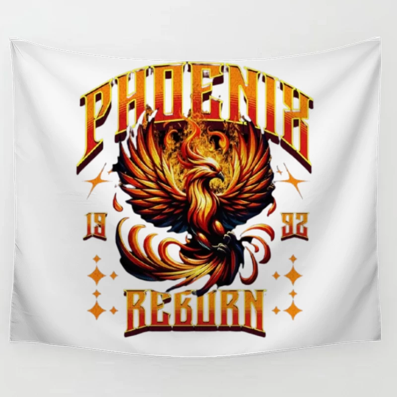 Vintage Phoenix Reborn Fire Bird Mythological Design Tapestry