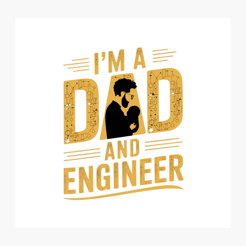 Stylish Dad Engineer Typography Design Throw Pillow