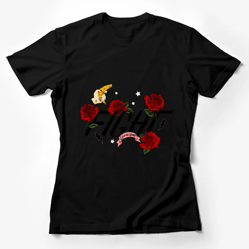 Art Vintage avec Roses et Main Femme T-Shirt