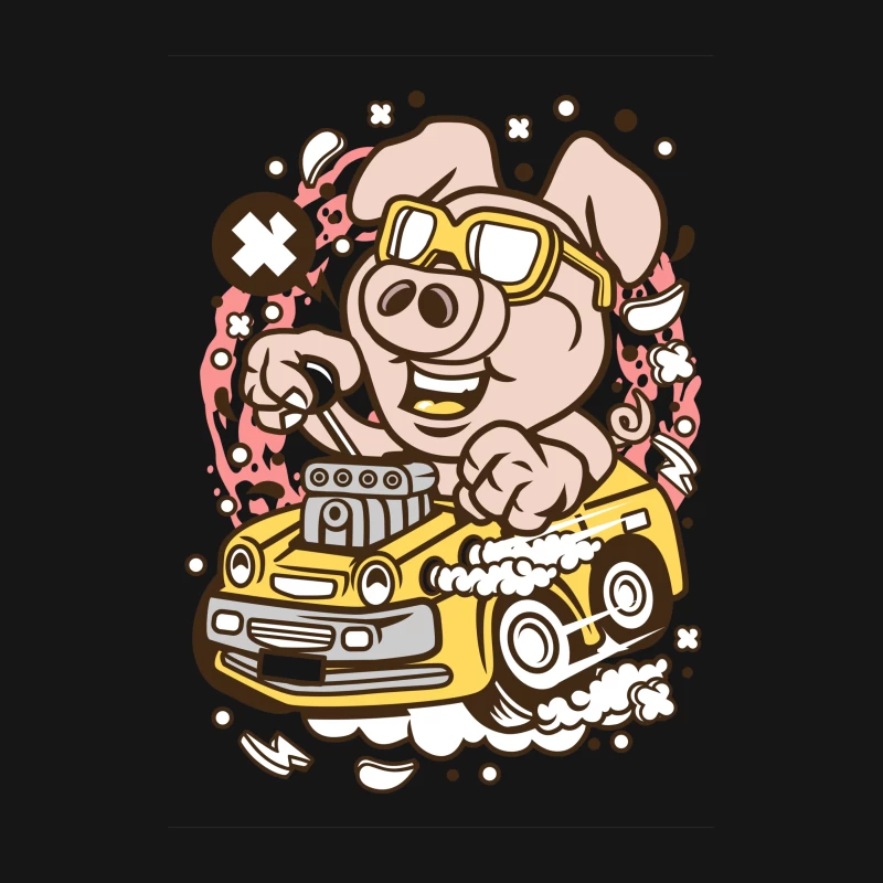 Cochon joyeux conduisant une voiture Femme T-Shirt