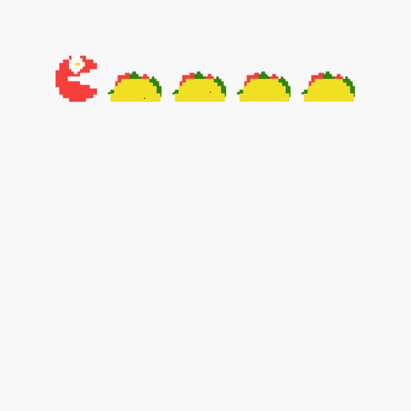 Retro Pixel Art: Pac-Man Meets Tacos in Arcade-Style Mashup Cotton Tote Bag