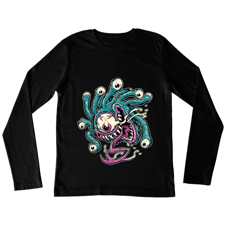 Colorful Cartoon Monster with Tentacles and Eyes Female Long Sleeve T-Shirt