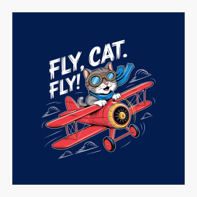 Adventure Cartoon Cat Flying Red Biplane Pin