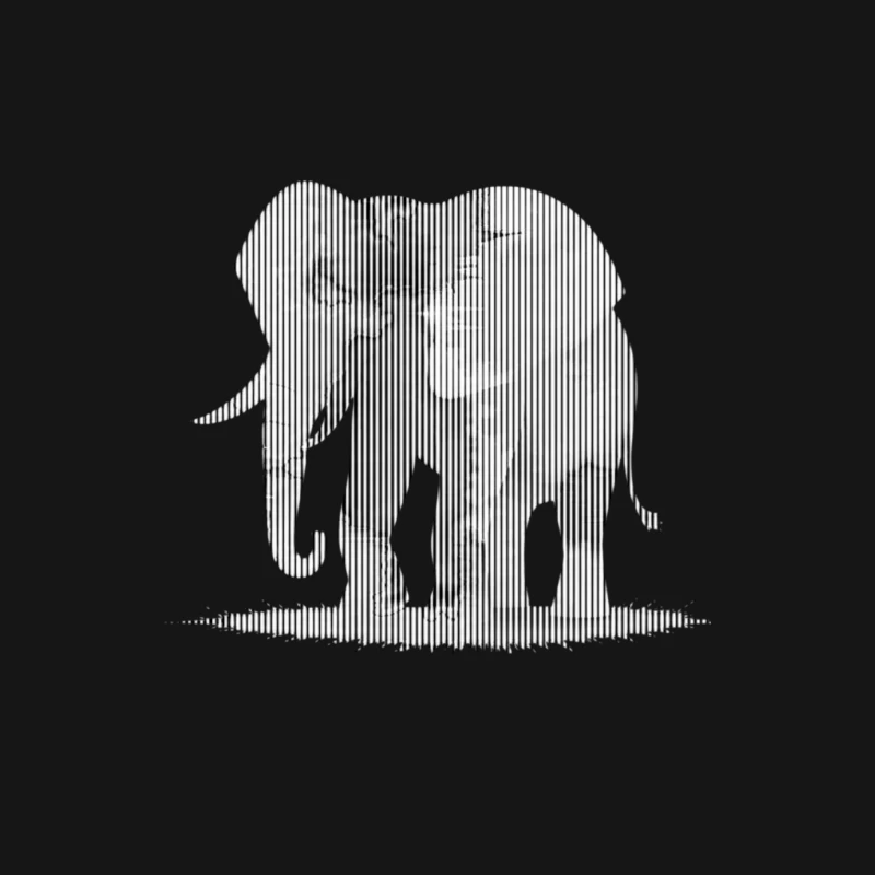 Striped Elephant Silhouette in Minimalist Line Art Female Long Sleeve T-Shirt