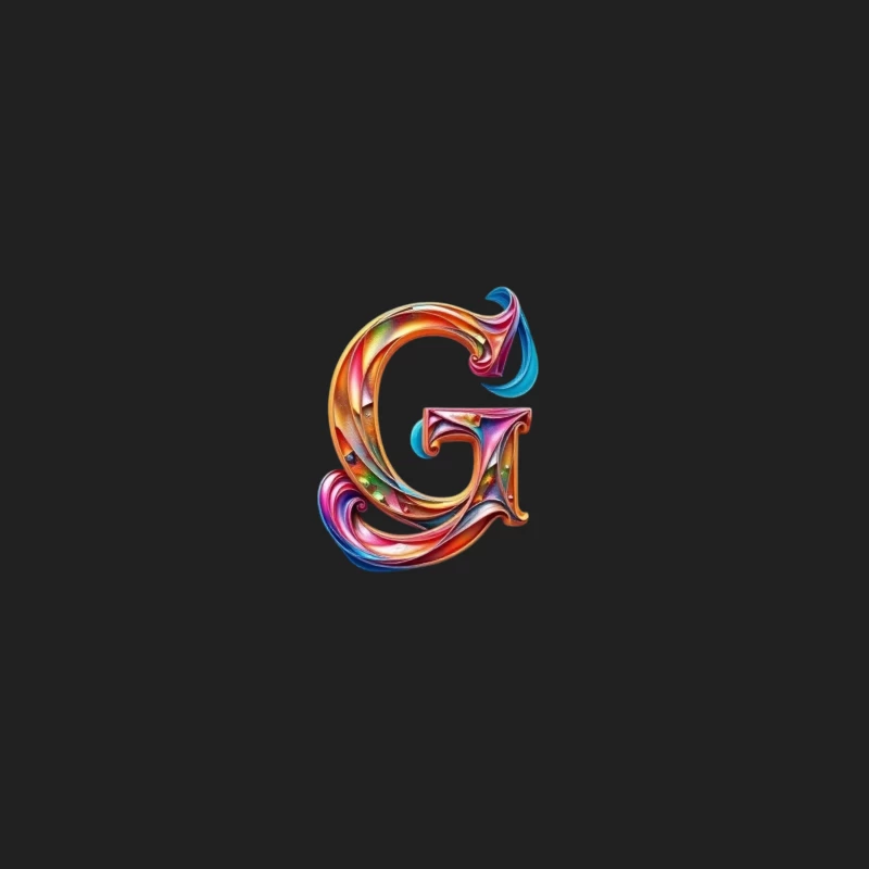 Colorful 3D Typography: Decorative Letter G with Swirling Gradient Pattern Bucket Hat