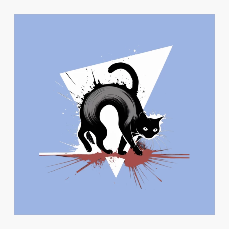 Black Cat in Minimalist Ink Splash Artistic Style Pin