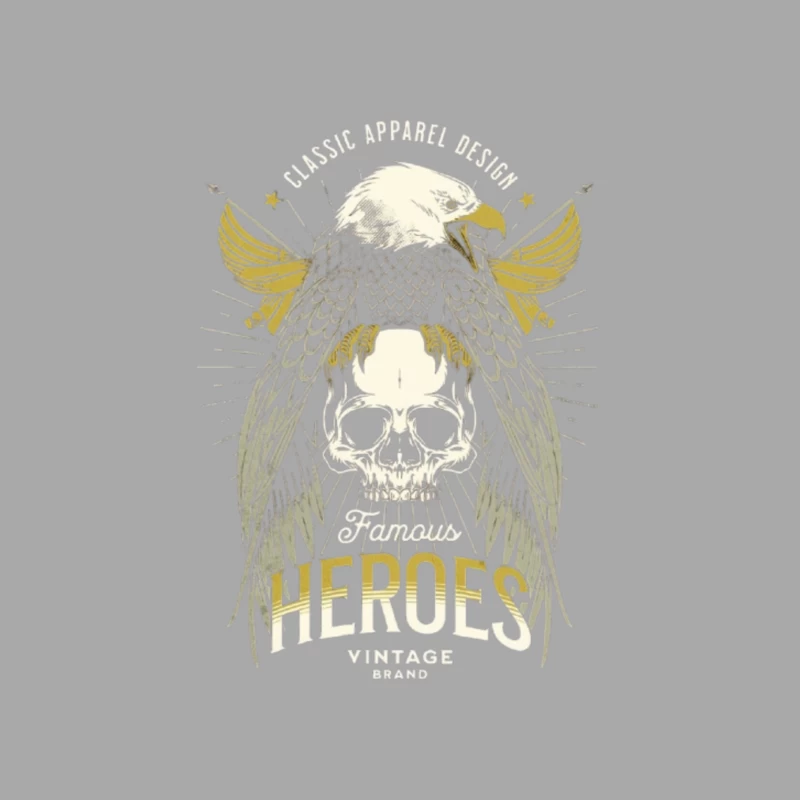 Heroic Eagle Skull with Golden Wings Vintage Design Male Pullover Hoodie