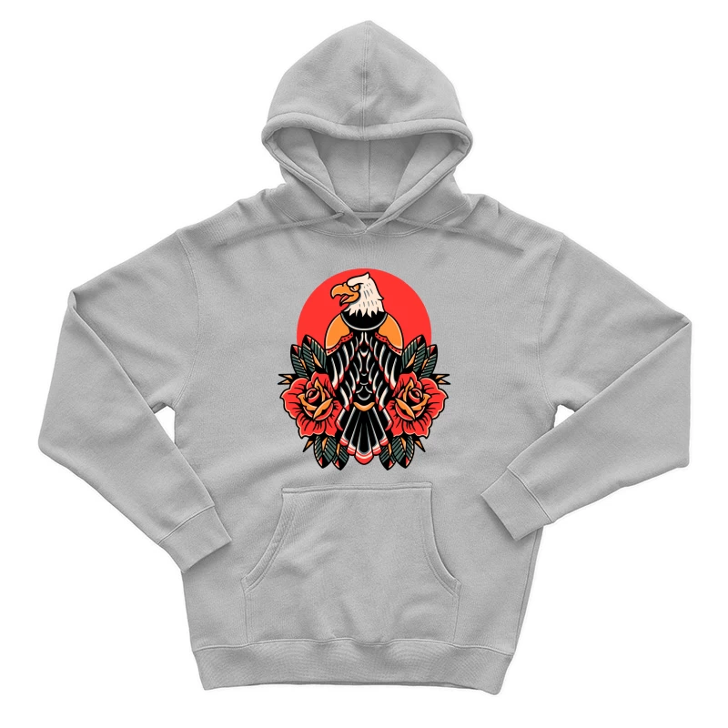 Eagle and Roses Tattoo Art Male Pullover Hoodie