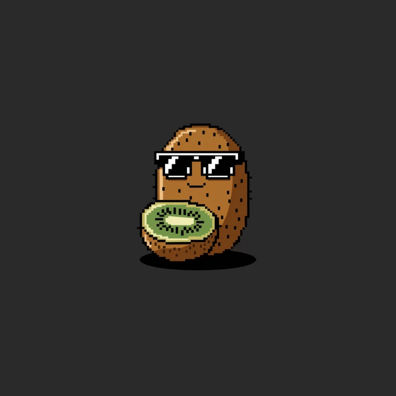 Cool Pixel Art Kiwi Fruit Character Wearing Sunglasses Baseball Cap