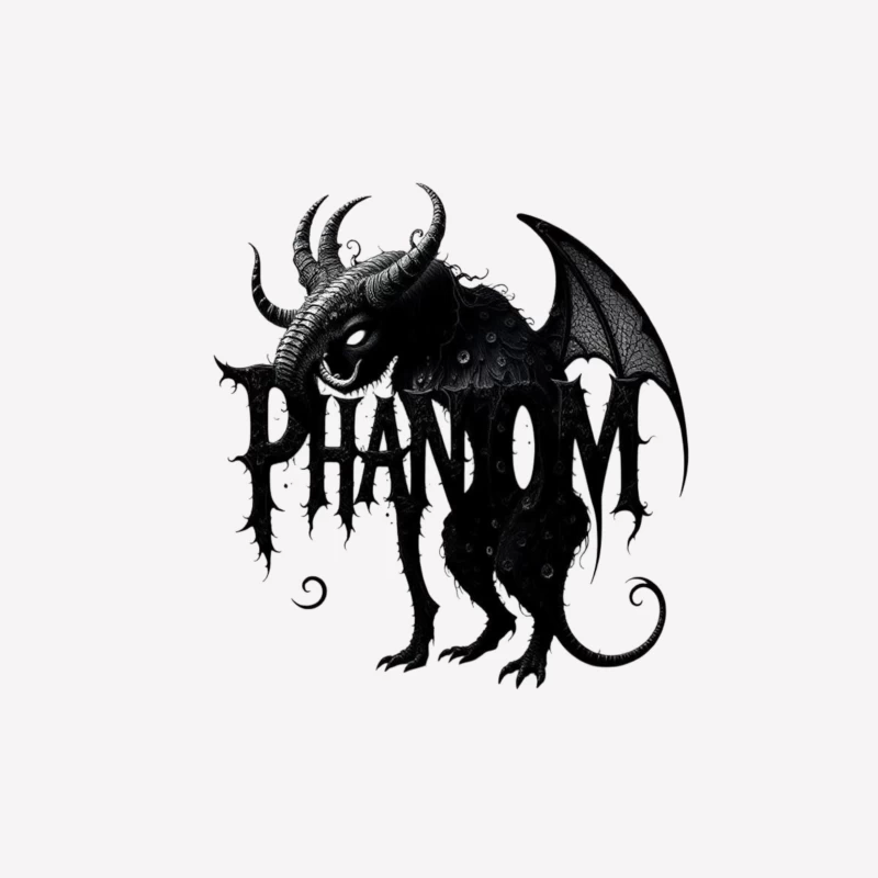 Gothic Phantom Beast with Horns and Wings Dark Art Illustration Male T-Shirt