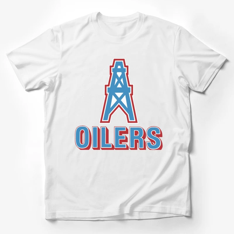 Houston Oilers Vintage NFL Team Logo with Oil Derrick Symbol Male T-Shirt