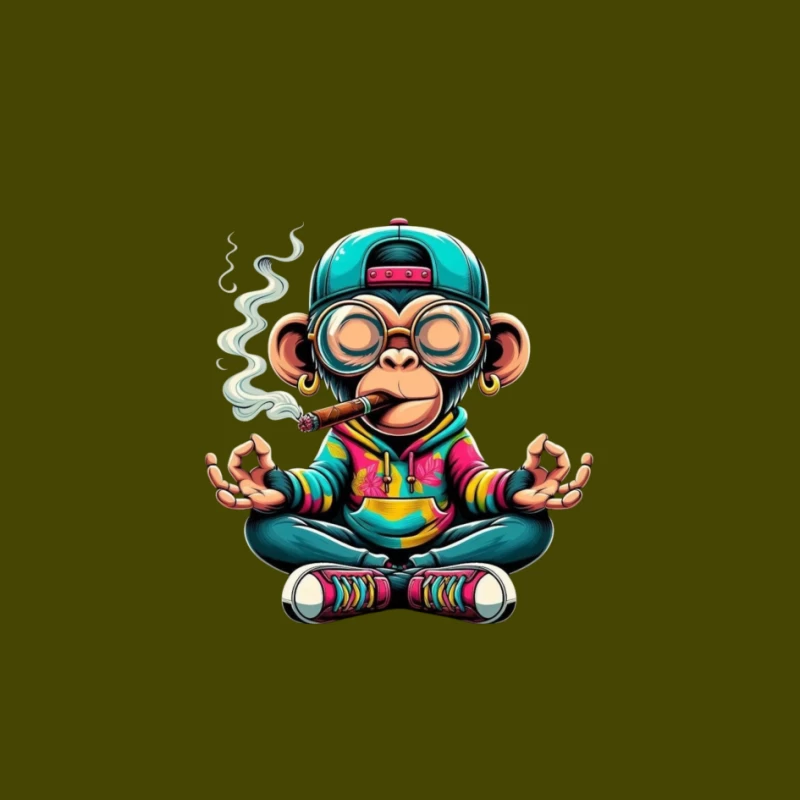 Cartoon Monkey Meditating with Style Pin