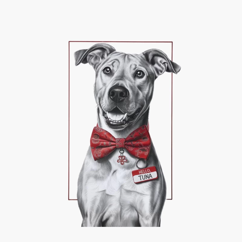 Festive Pitbull Portrait: Tuna's Holiday Charm Cotton Tote Bag
