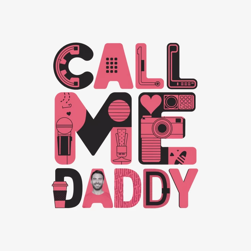Retro Pink Typography: Call Me Daddy Phone Design Male Pullover Sweatshirt