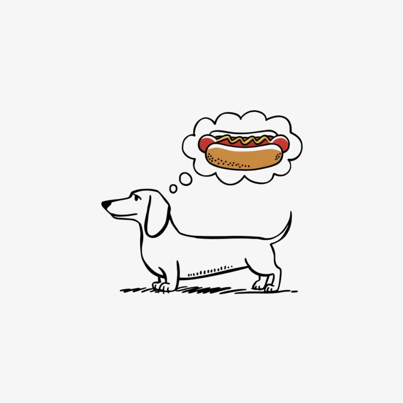 Dachshund Dreams of Hot Dog: Cartoon Canine Humor Male Long Sleeve T-Shirt