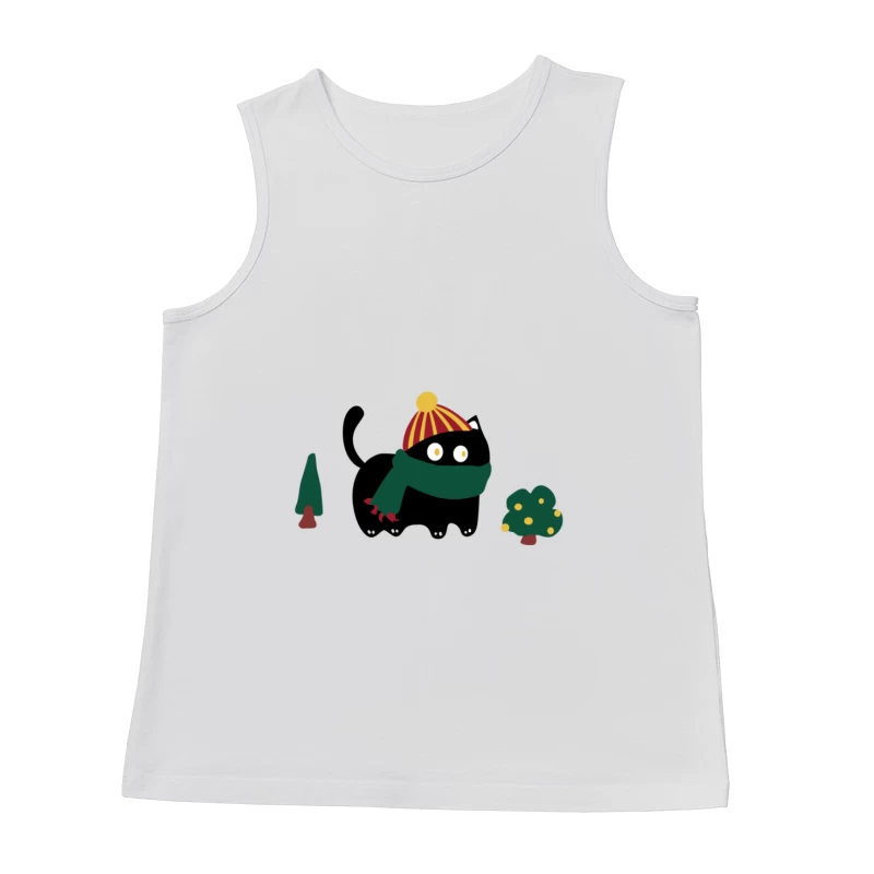 Schwarze Katze im Winterkleid Herren Tanktops