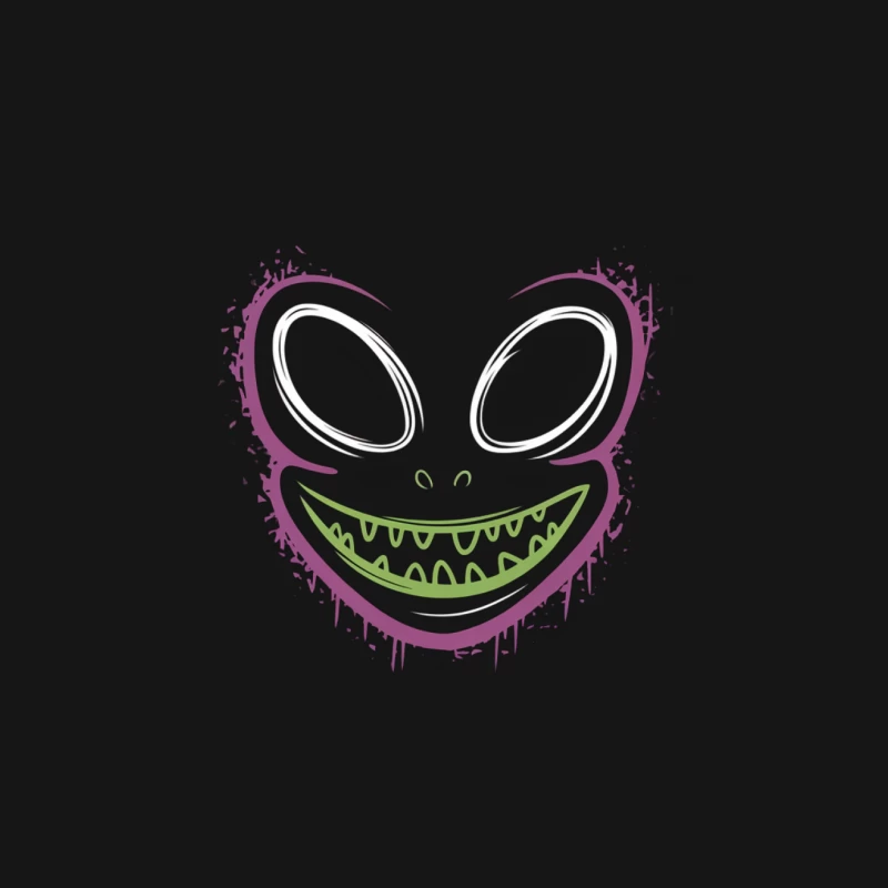 Creepy Cartoon Graffiti Smile in Purple and Green Male Long Sleeve T-Shirt