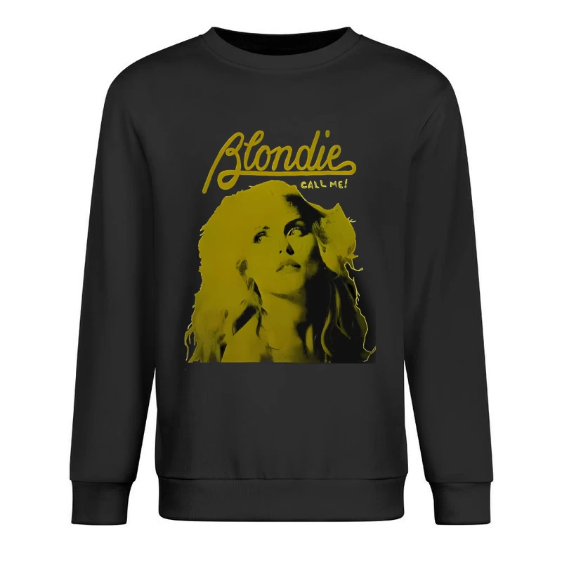 Vintage Blondie "Call Me" Album Cover in Yellow Monochrome Male Pullover Sweatshirt