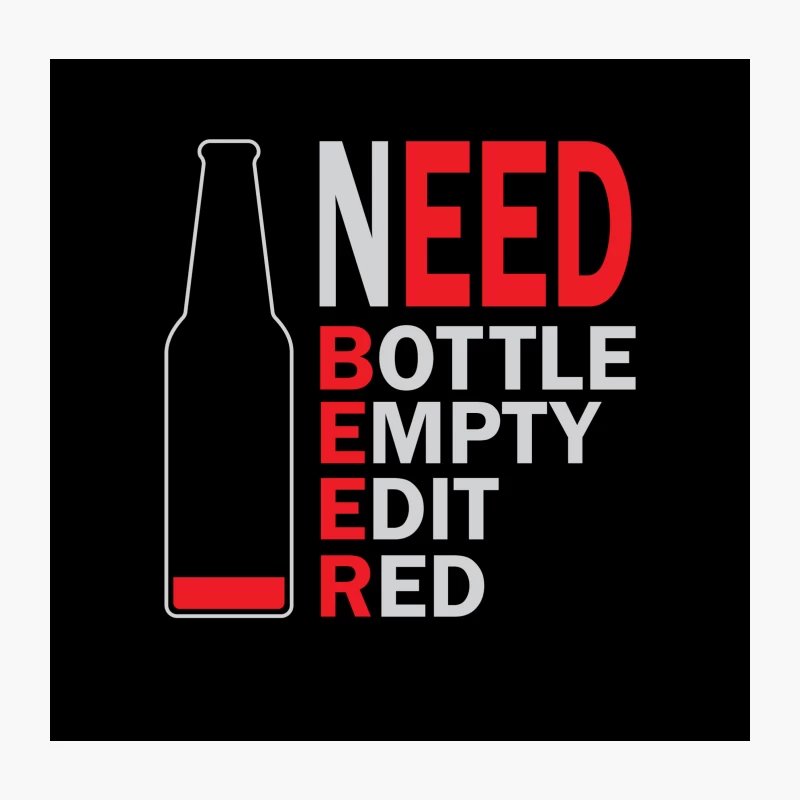 Need Beer: Bottle Empty Edit Red Typography Throw Pillow