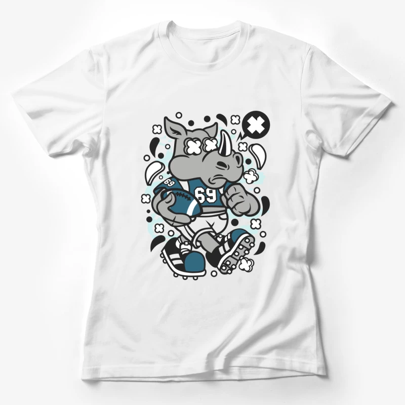Rhinocéros joueur de football illustré Femme T-Shirt